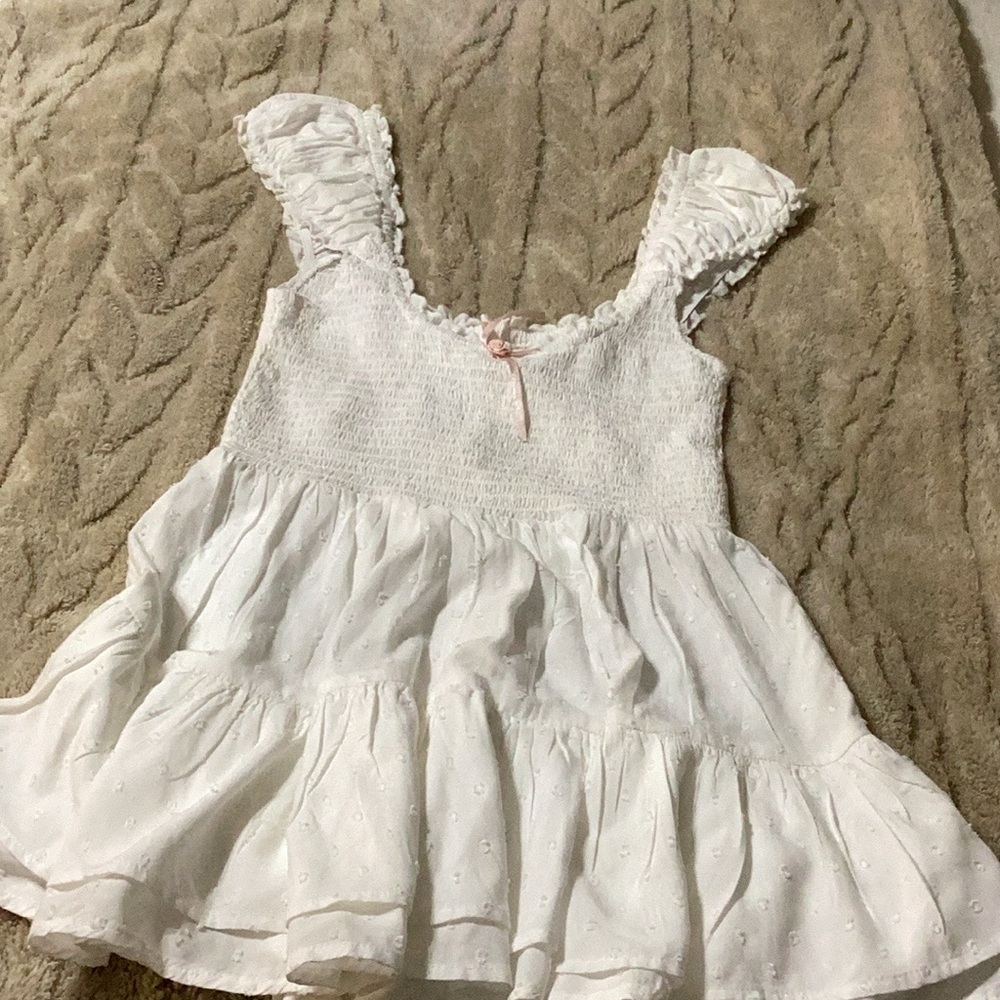 White Ruffled Kids Top